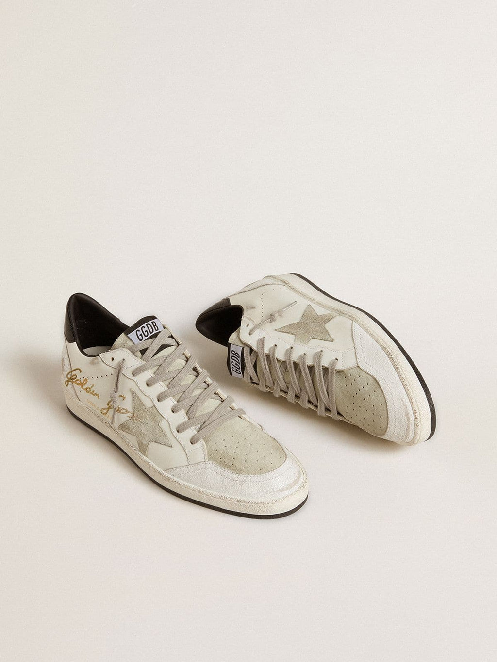 Men's Ball Star LTD with suede star and textured leather heel tab| Golden Goose
