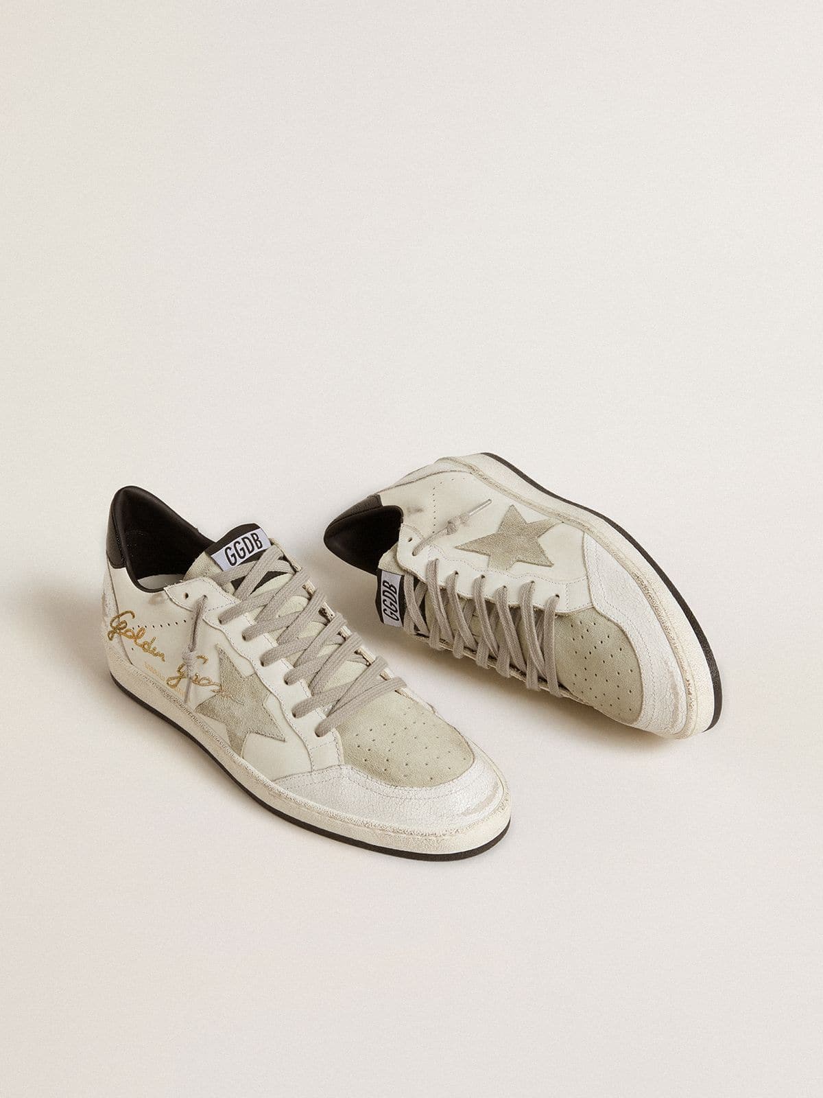 Men's Ball Star LTD with suede star and textured leather heel tab| Golden Goose