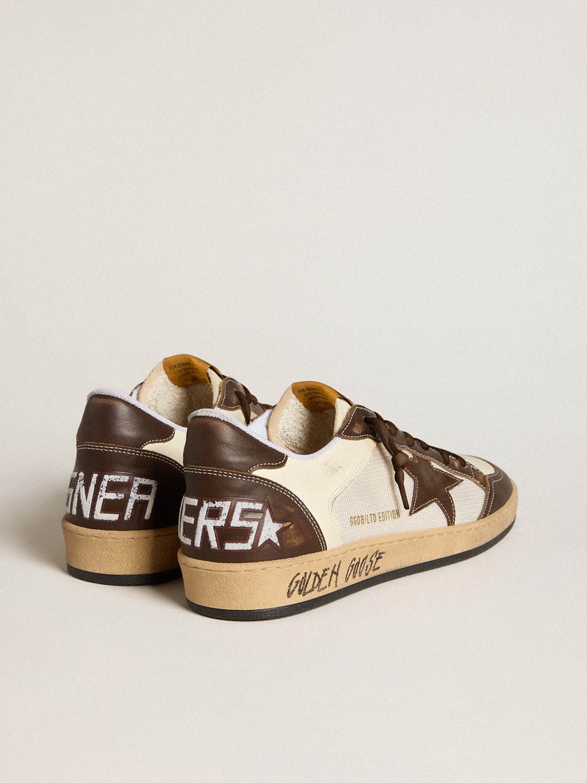 Ball Star in nappa and mesh with suede star and brown leather inserts| Golden Goose