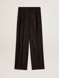 Women's pants in dark gray wool| Golden Goose