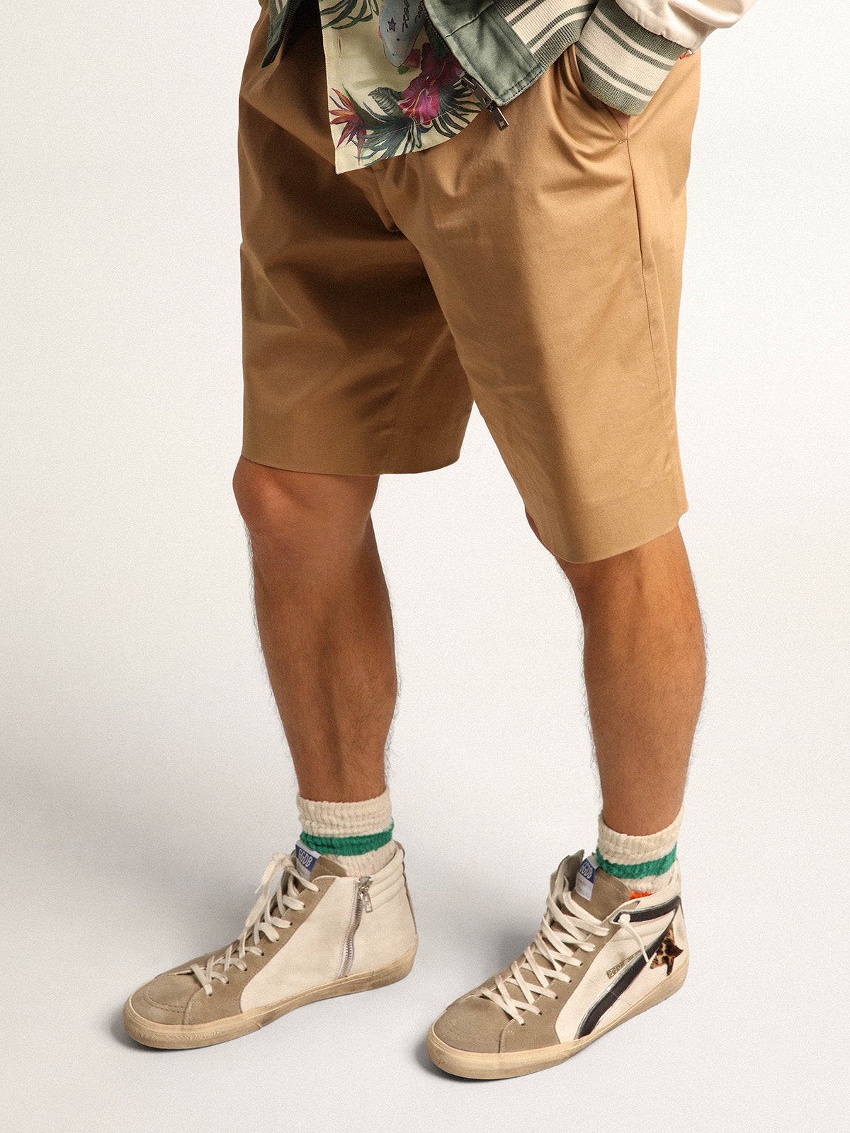 Men's Slide with leopard print pony skin star and black flash| Golden Goose
