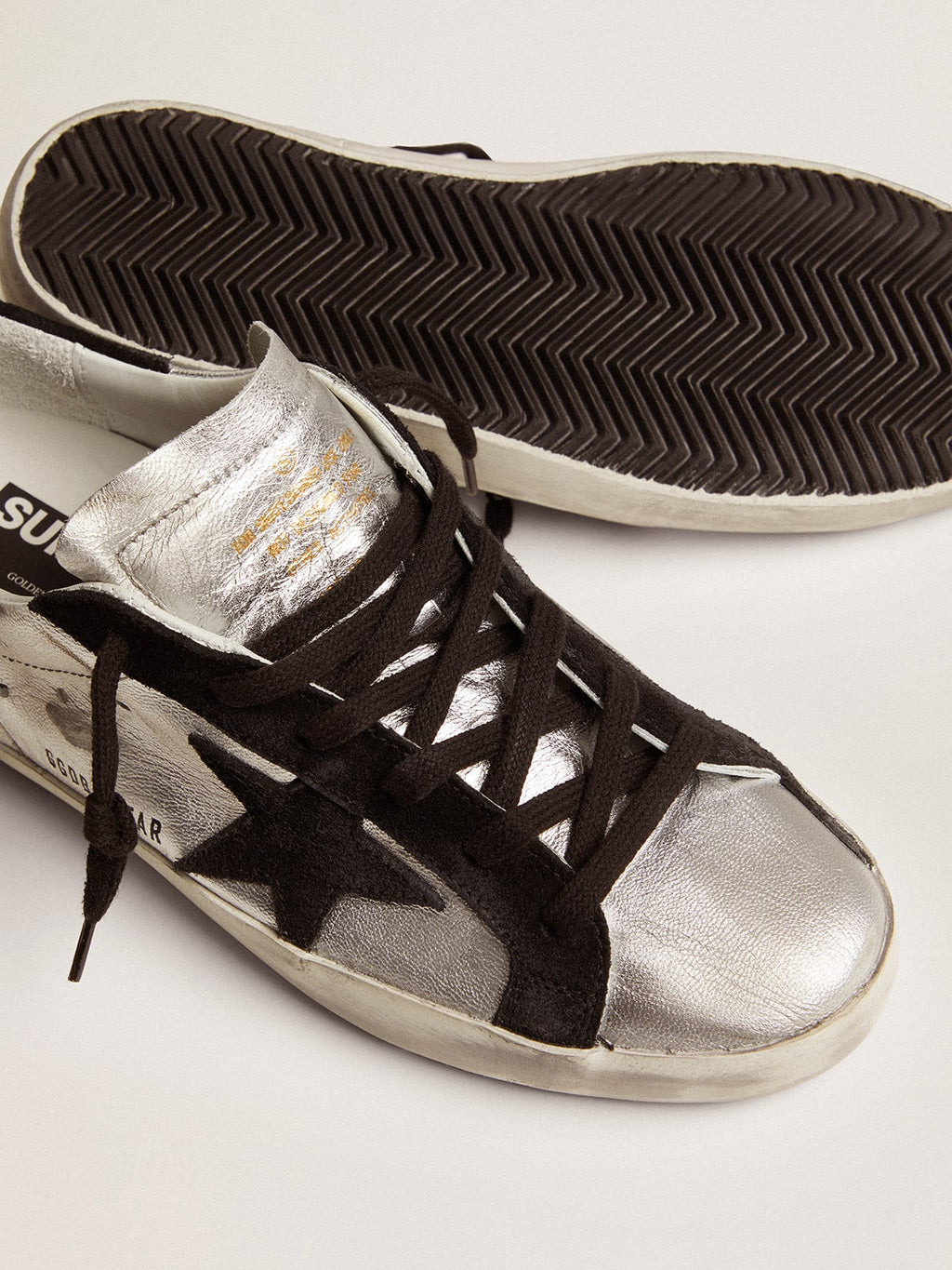 Women's Super-Star sneakers in silver leather| Golden Goose