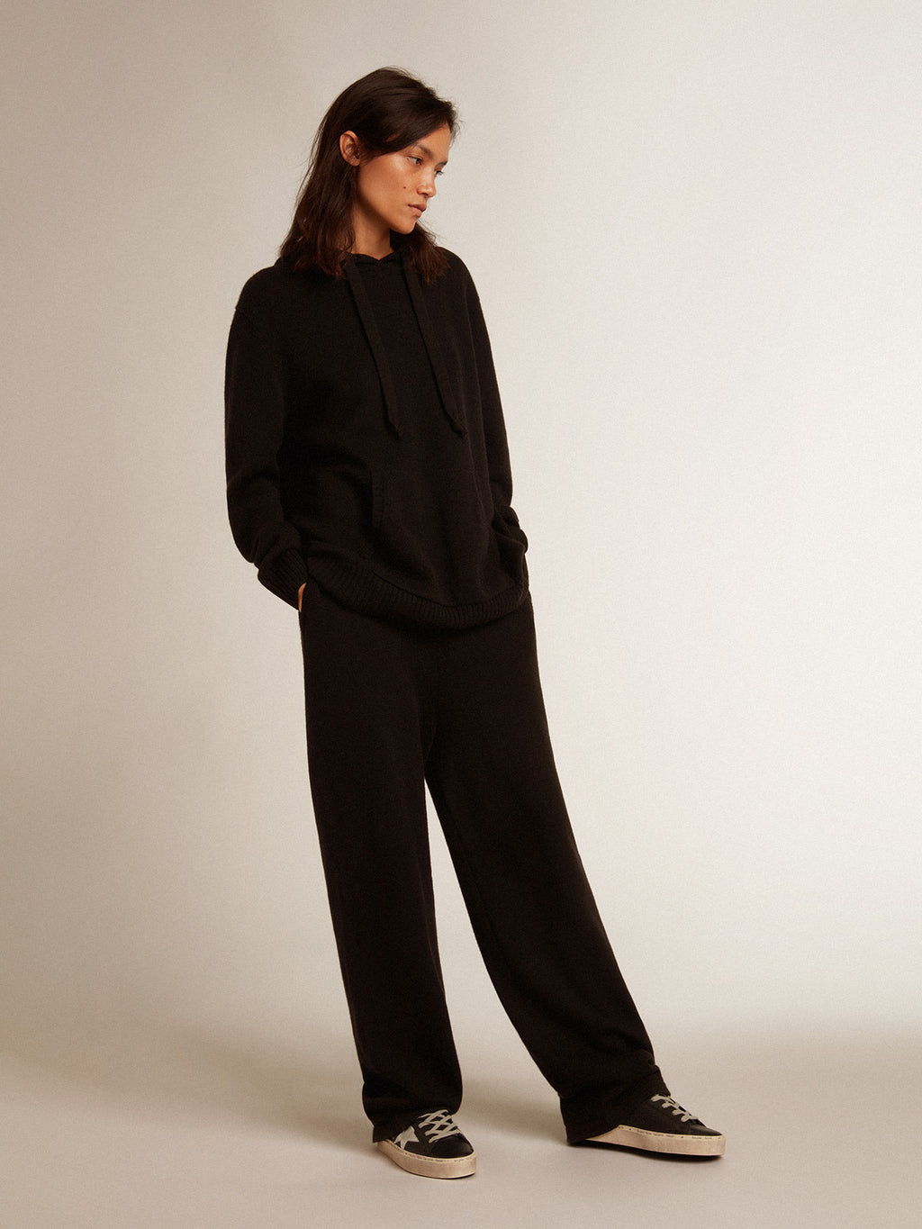 Black cashmere blend women's joggers| Golden Goose