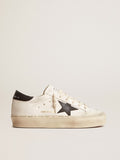Woman's white bio-based Hi Star LTD with black bio-based star and heel tab| Golden Goose