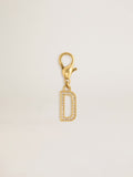 Letter D charm in gold-colored brass with crystals| Golden Goose