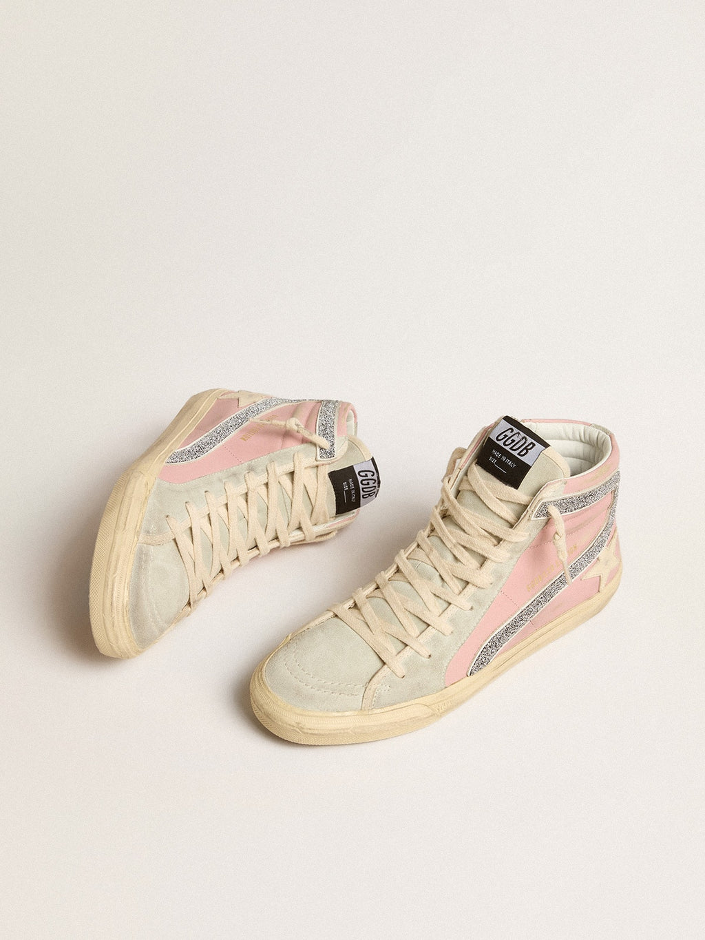 Pink Slide LTD with leather star and Swarovski crystal flash| Golden Goose