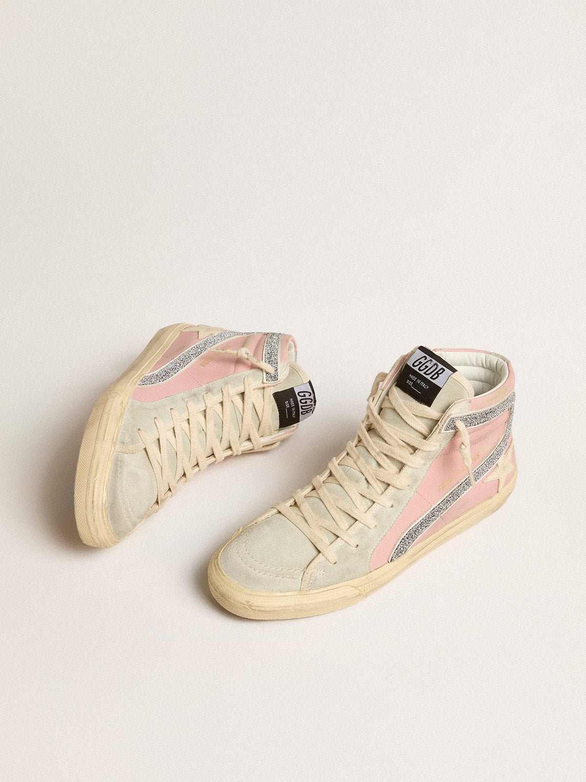Pink Slide LTD with leather star and Swarovski crystal flash| Golden Goose
