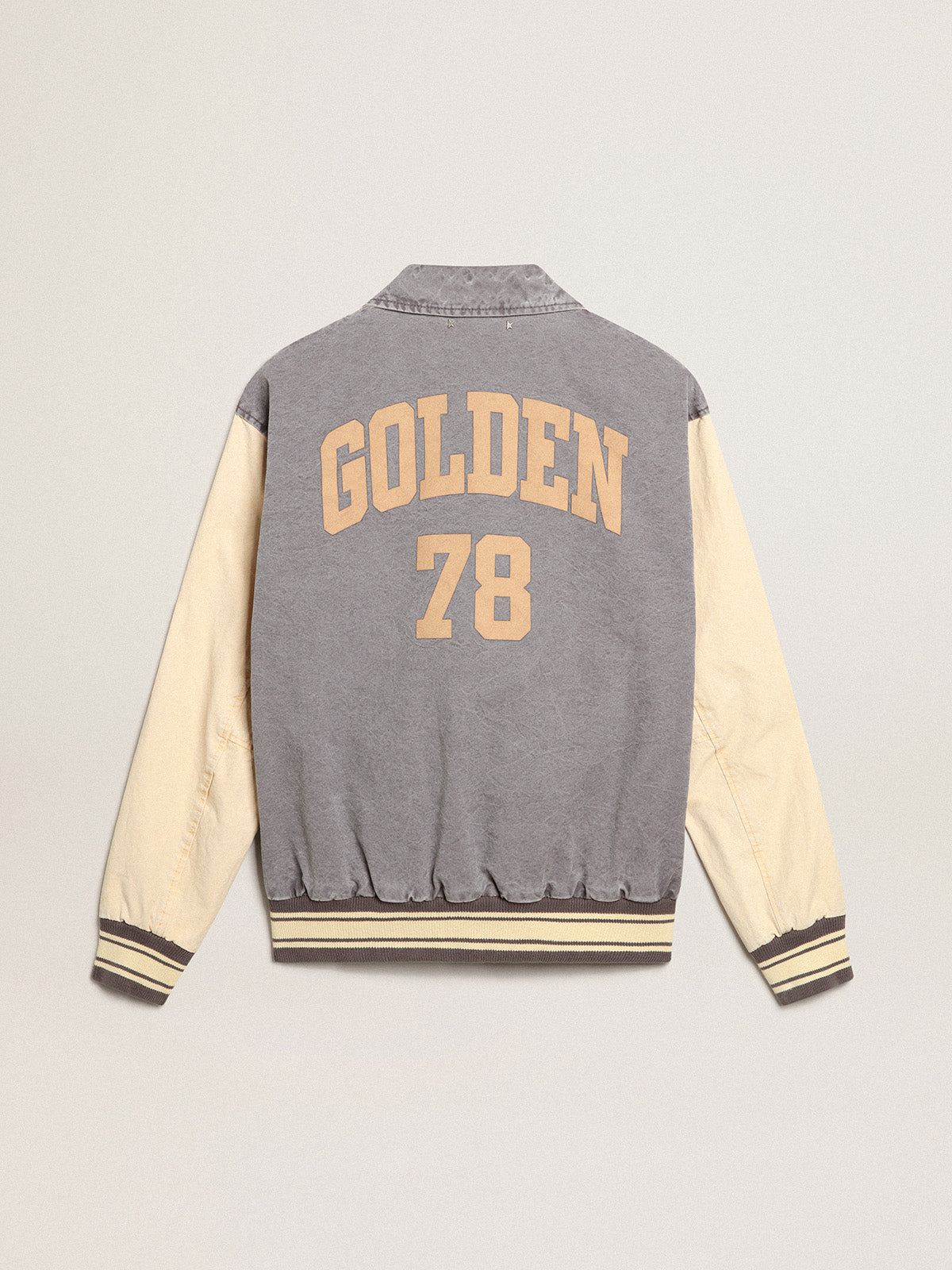 Bomber jacket in lilac-gray and marzipan-colored cotton| Golden Goose