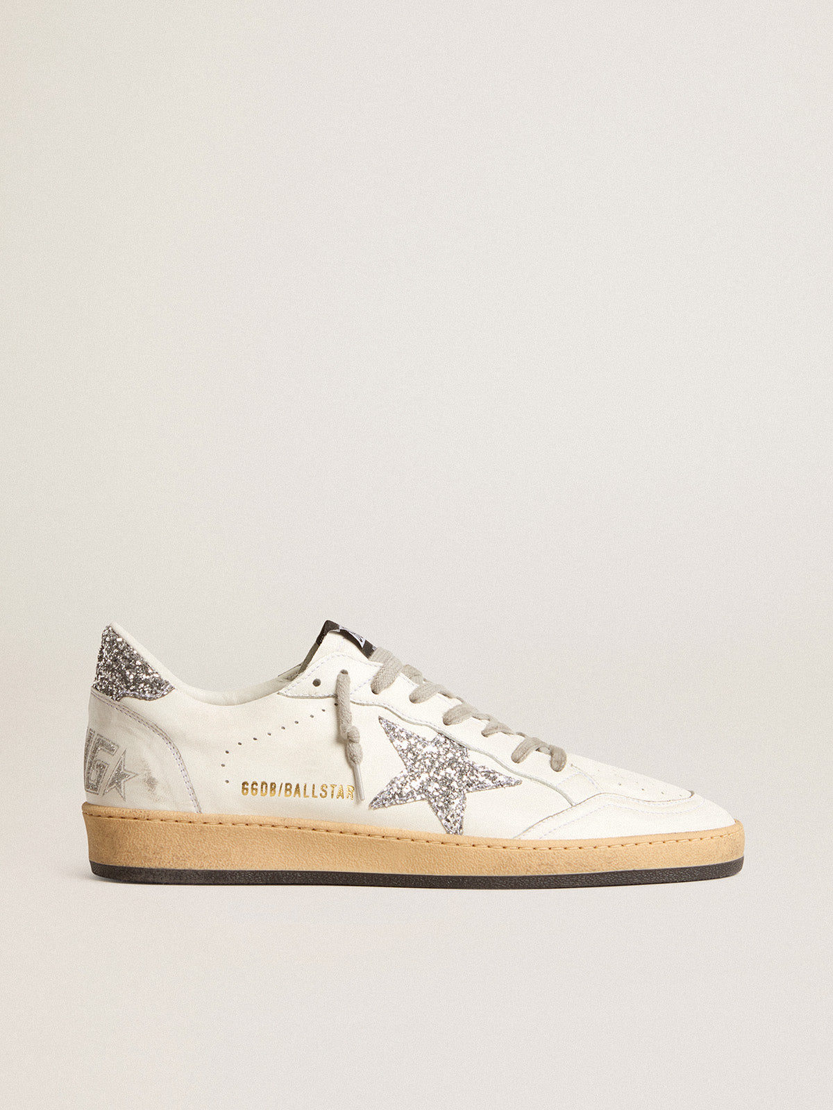 Women's Ball Star Wishes in nappa leather with white star and glitter heel tab| Golden Goose