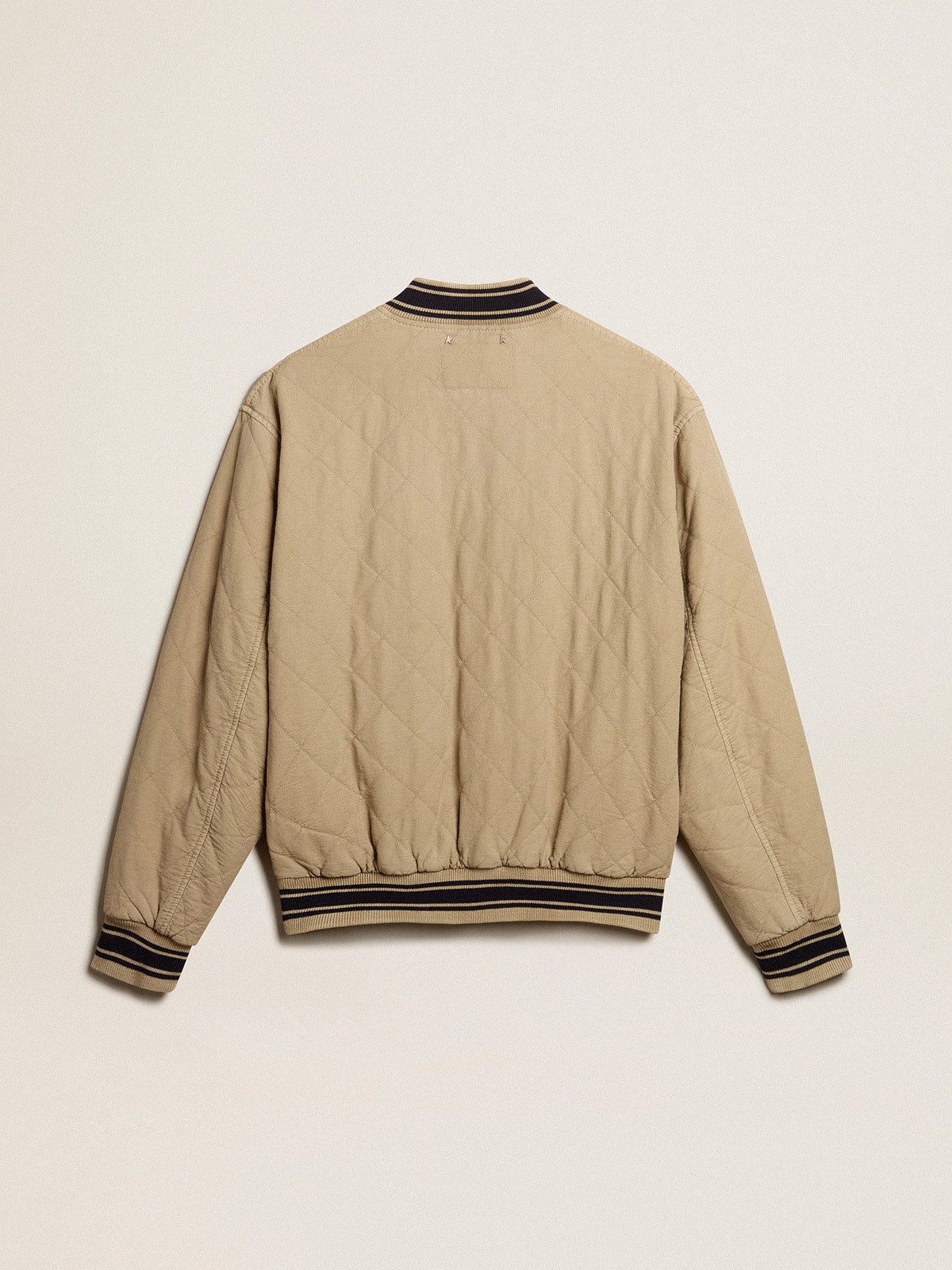 Khaki-colored quilted cotton bomber jacket| Golden Goose