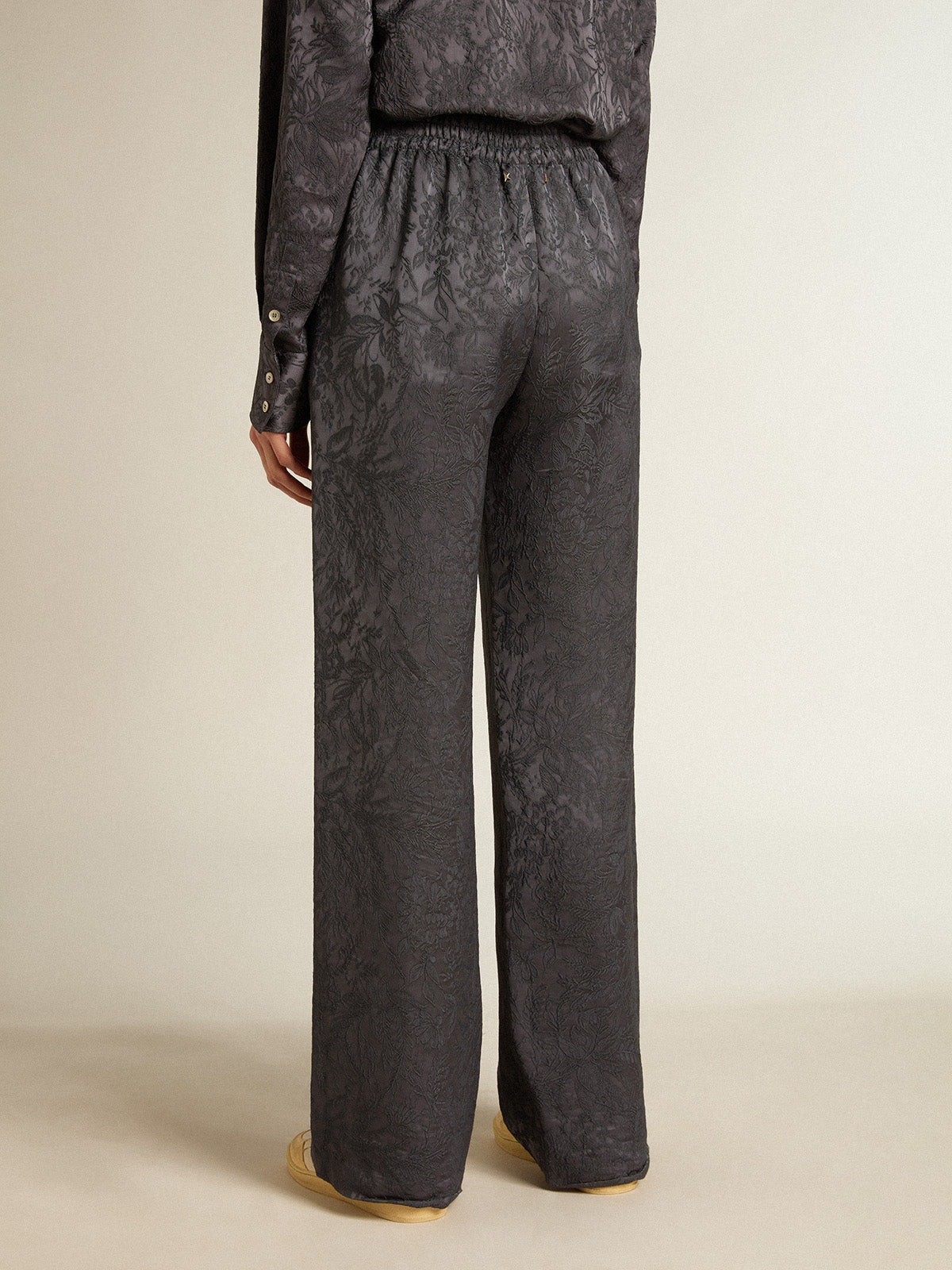 Jacquard pants with all-over toile de jouy pattern| Golden Goose