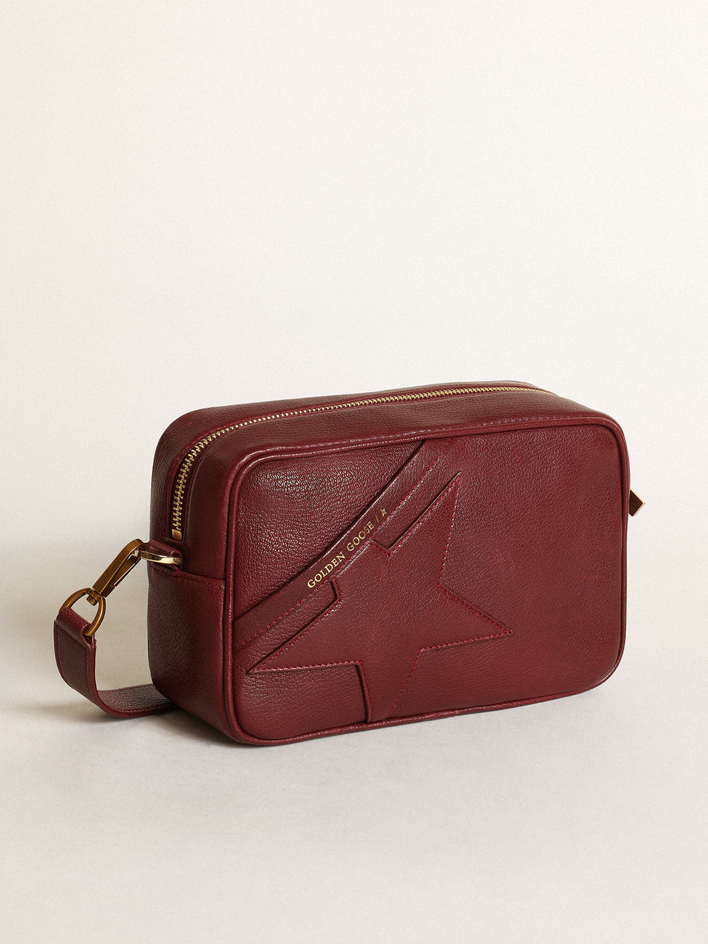 Women's Star Bag in burgundy leather with tone-on-tone star| Golden Goose