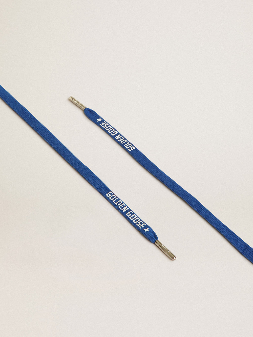 Blue cotton laces with contrasting white logo| Golden Goose
