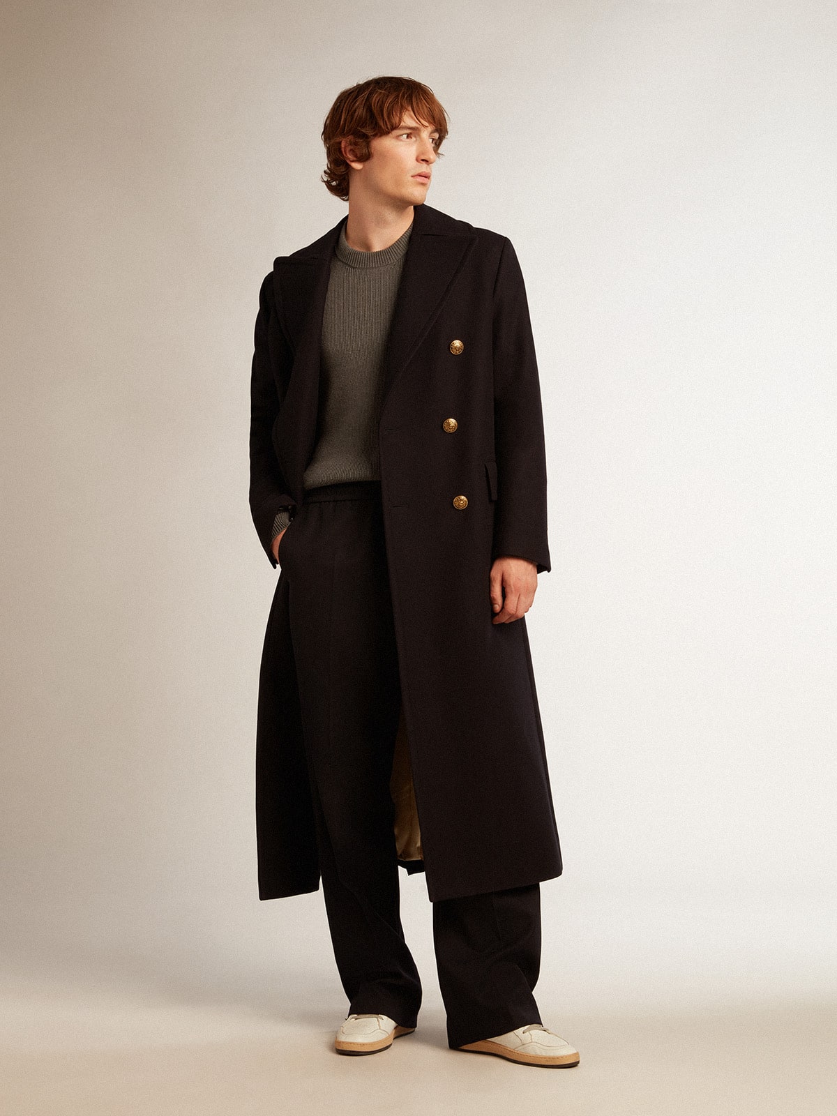 Men's joggers in dark blue wool| Golden Goose