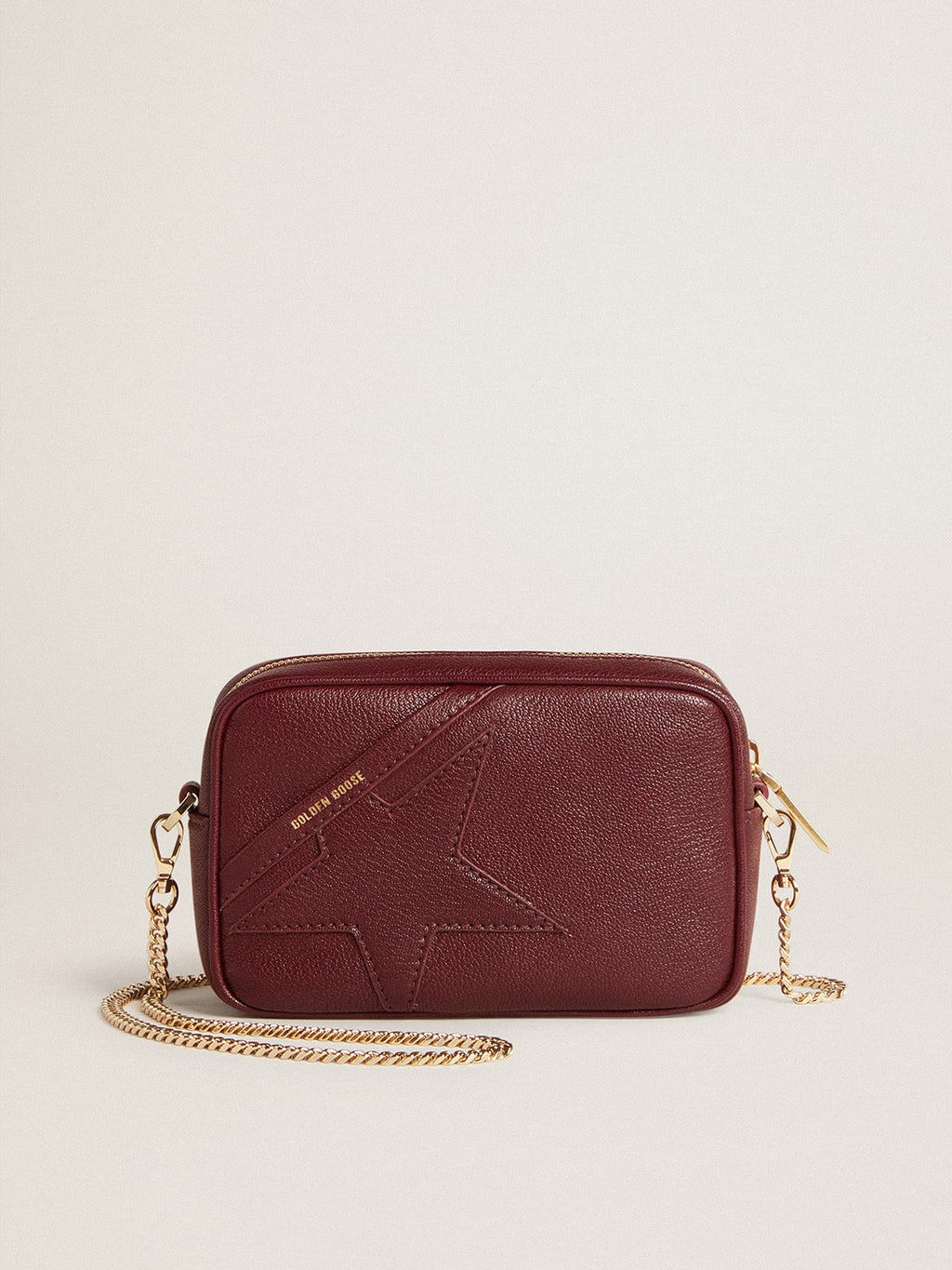 Mini Star Bag in wine-red leather with tone-on-tone star| Golden Goose