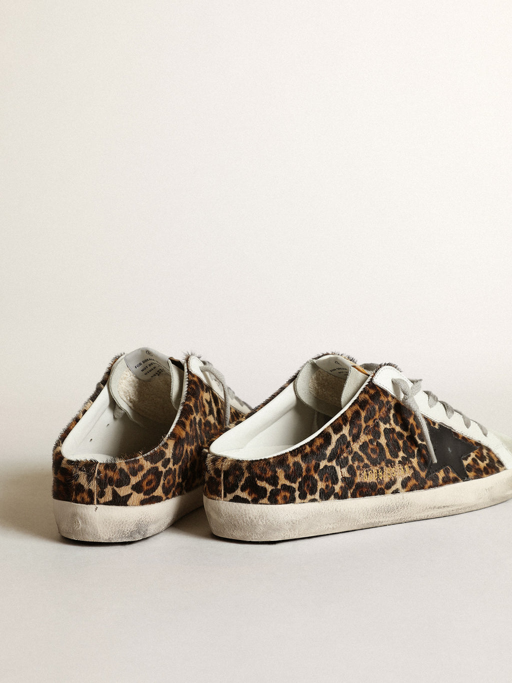 Women's Super-Star Sabot in leopard print pony skin with black star| Golden Goose