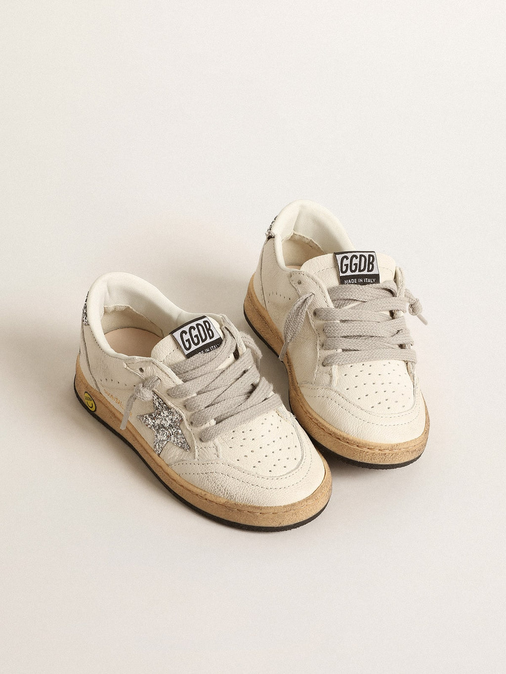 Ball Star Junior in nappa with silver glitter star and heel tab| Golden Goose