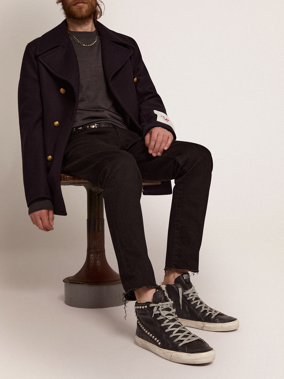 Men's Slide black with studs| Golden Goose