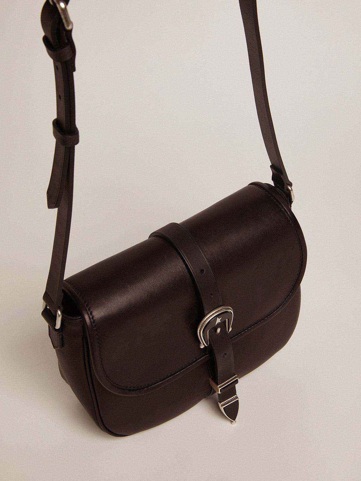 Medium black leather Rodeo Bag| Golden Goose