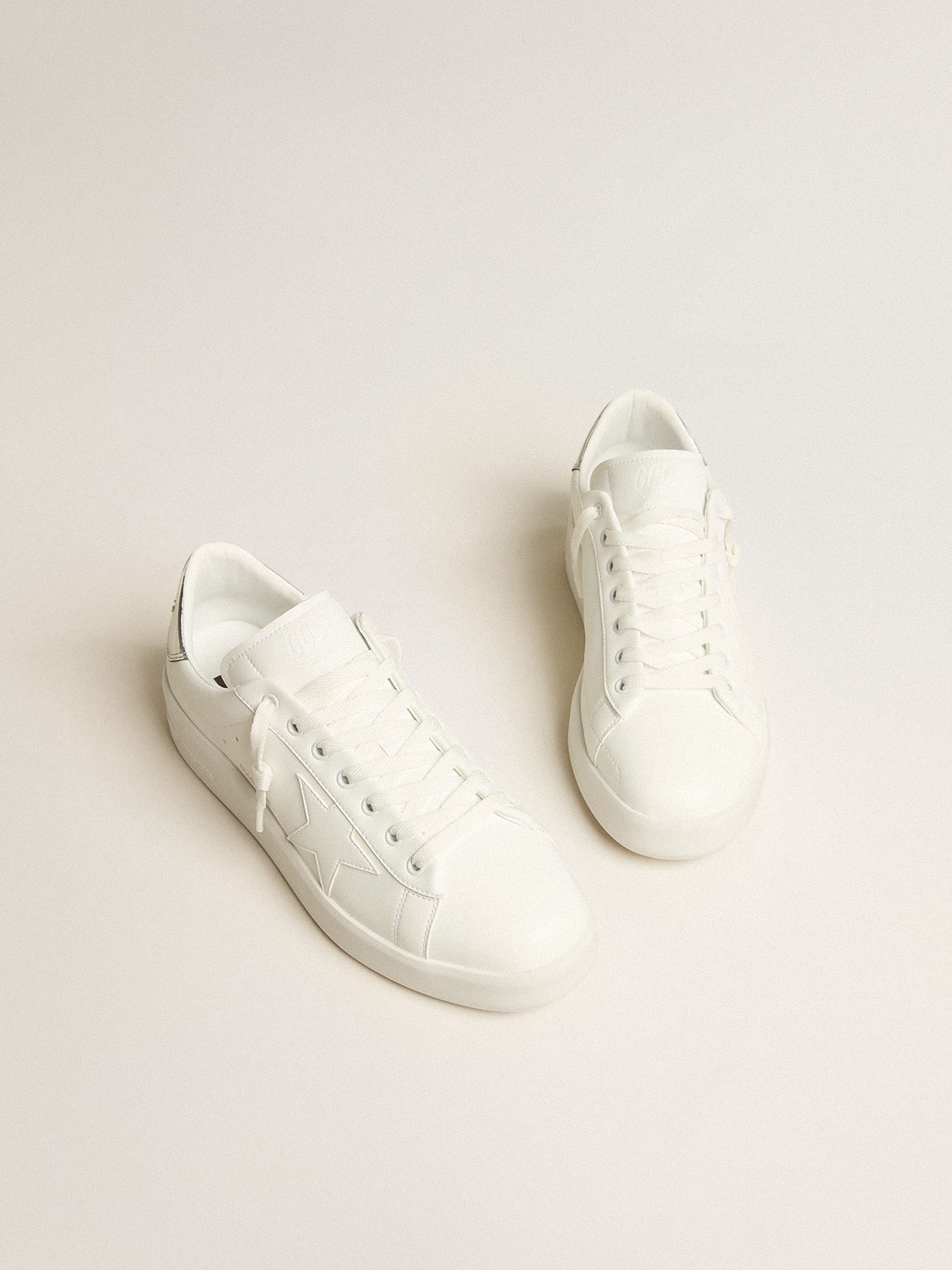 Men's bio-based Purestar with white star and mirror-effect heel tab| Golden Goose