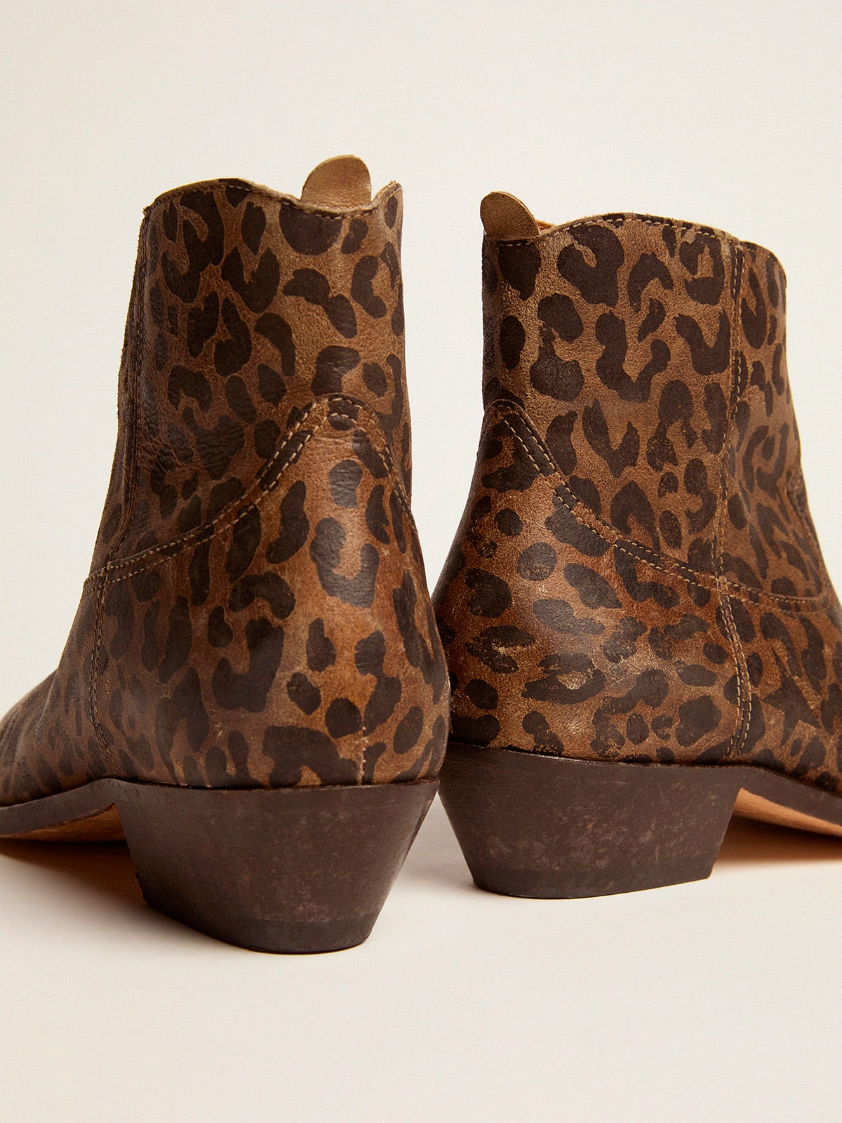 Women's leather ankle boots with leopard print| Golden Goose