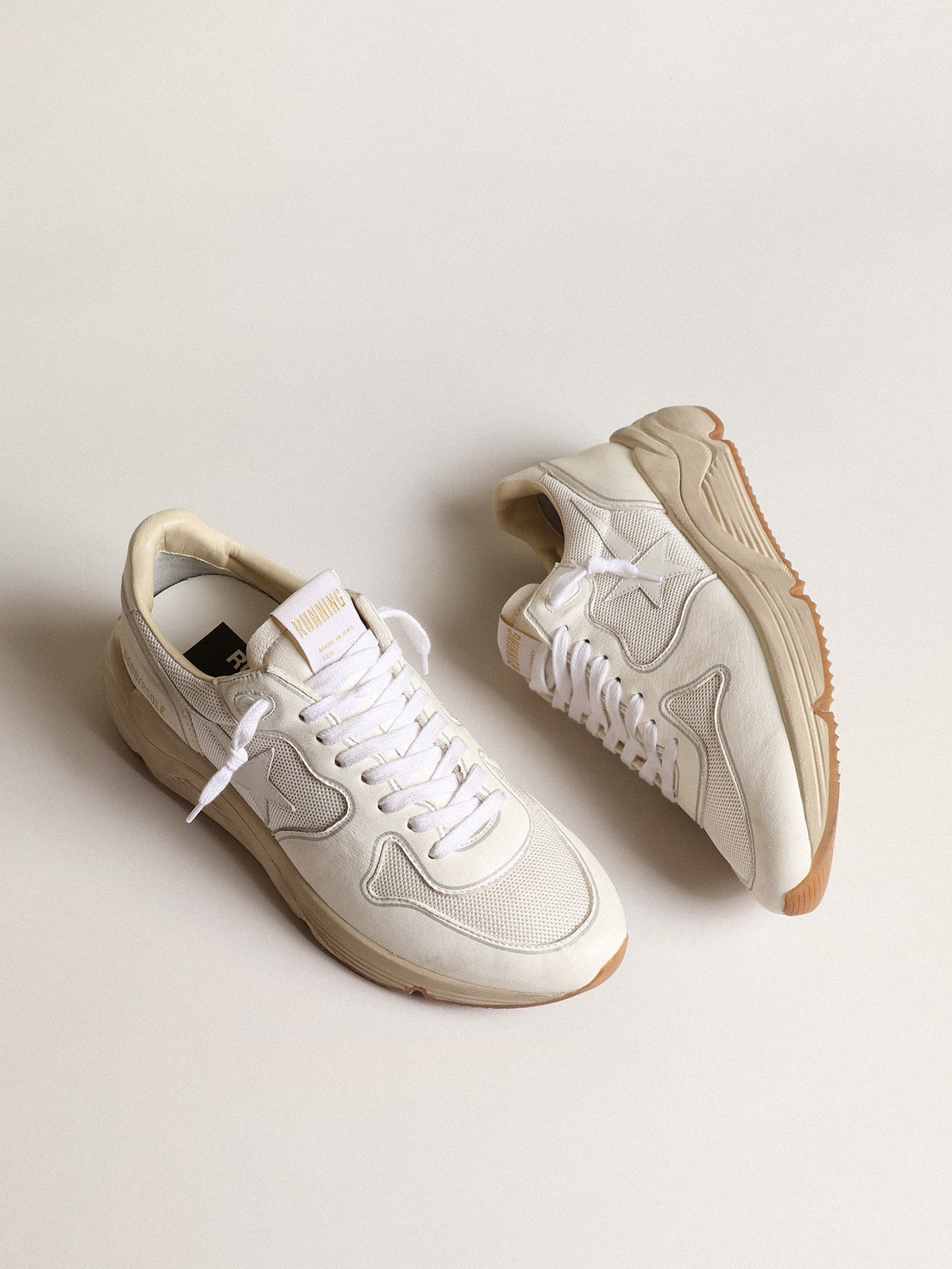 Men's Running Sole in mesh and white nappa| Golden Goose