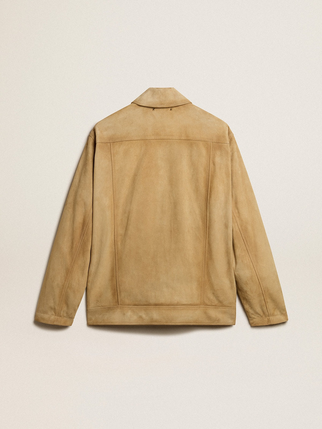 Beige-colored leather jacket with zip fastening