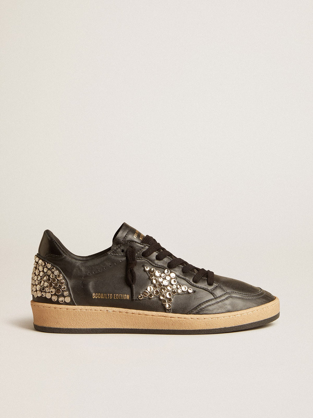 Men's Ball Star LAB in black nappa with studded black leather star| Golden Goose