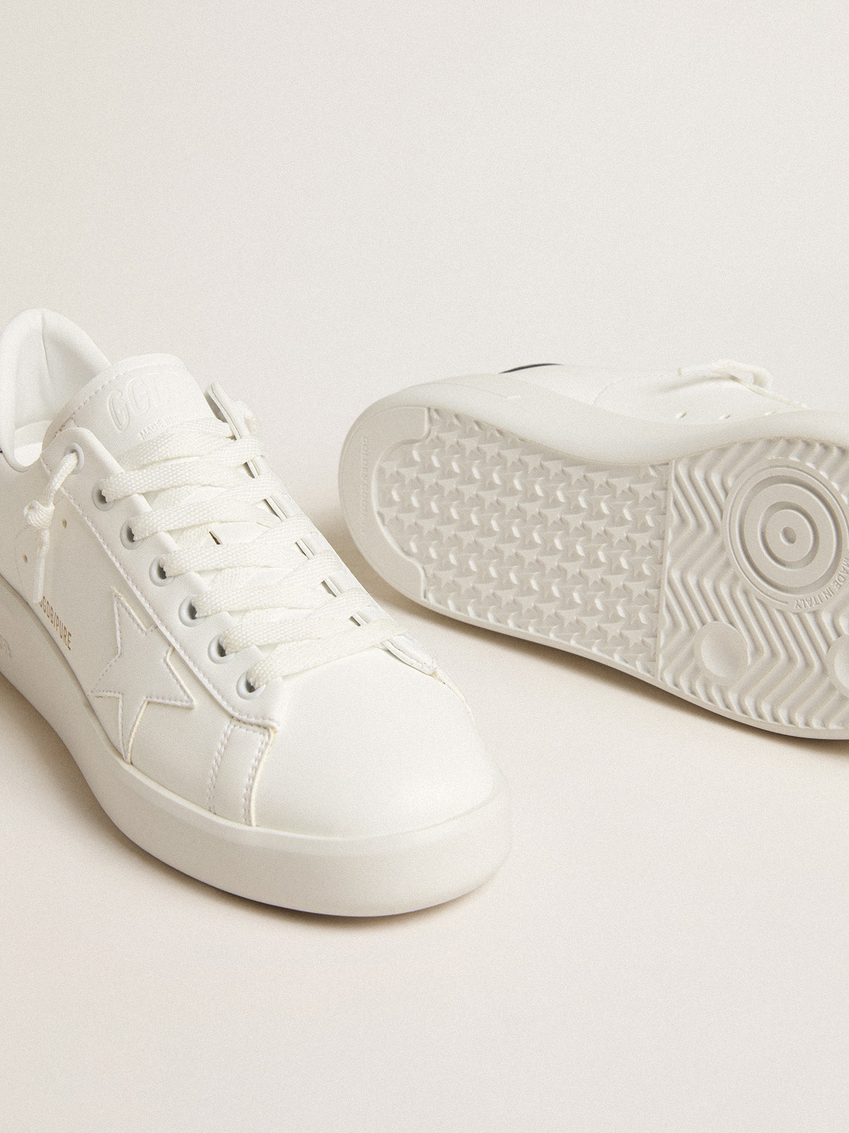 Women's bio-based Purestar with white star and mirror-effect heel tab| Golden Goose