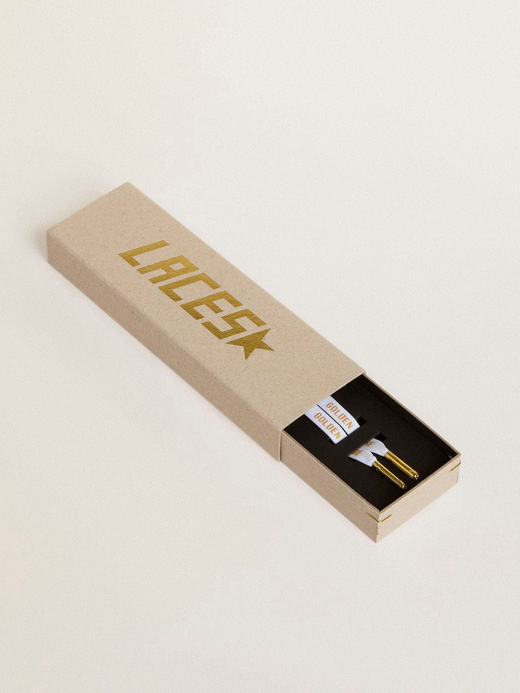 White cotton laces with contrasting gold logo| Golden Goose