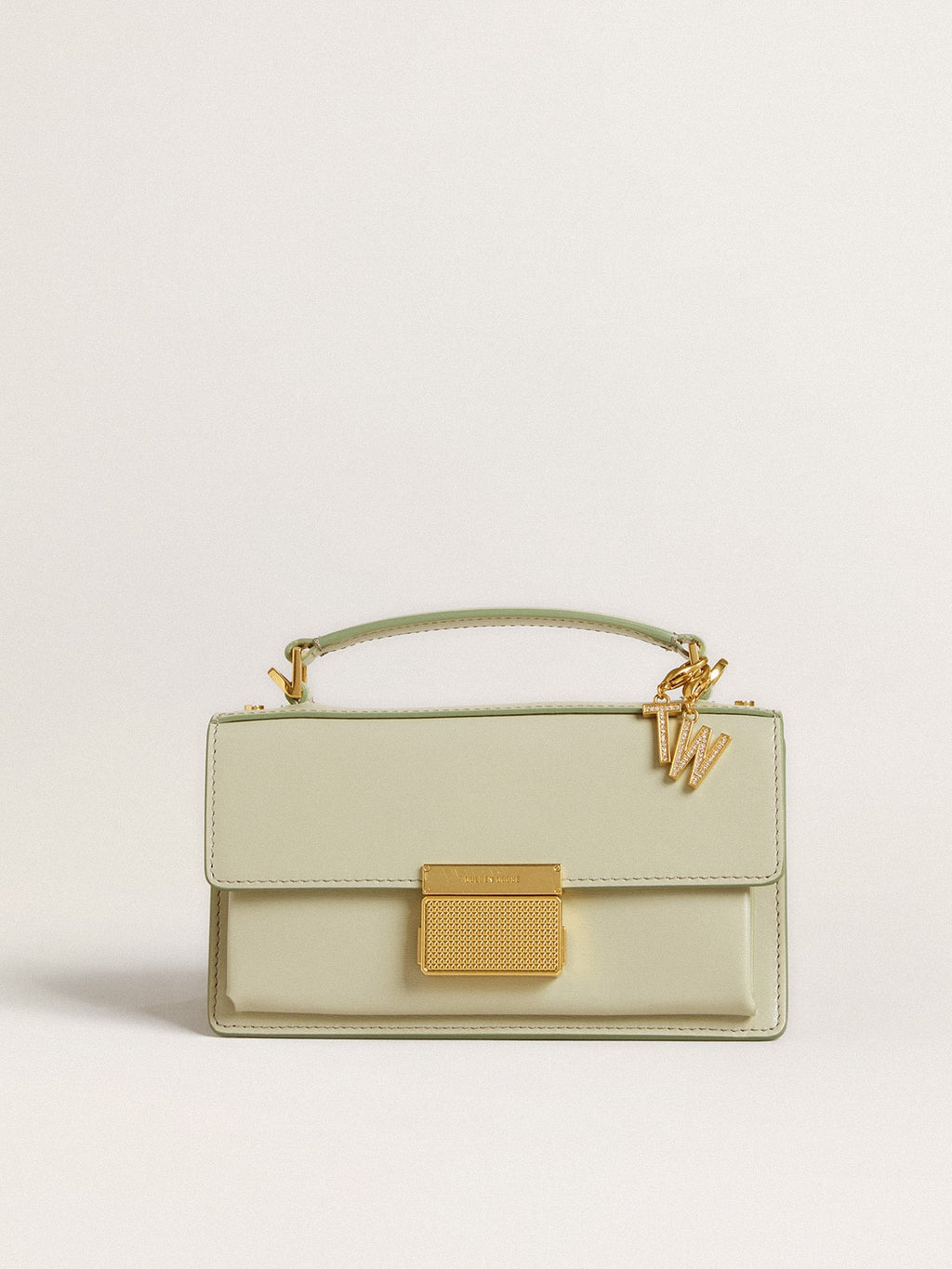 Letter W charm in gold-colored brass with crystals| Golden Goose