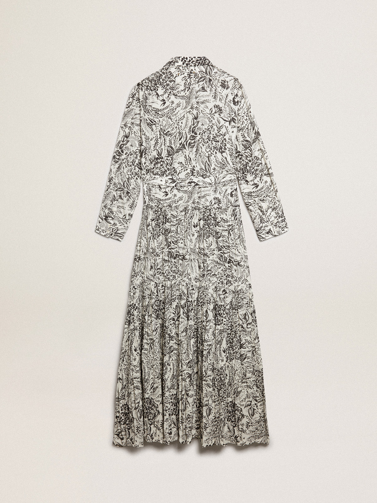 White dress with black toile de jouy print| Golden Goose