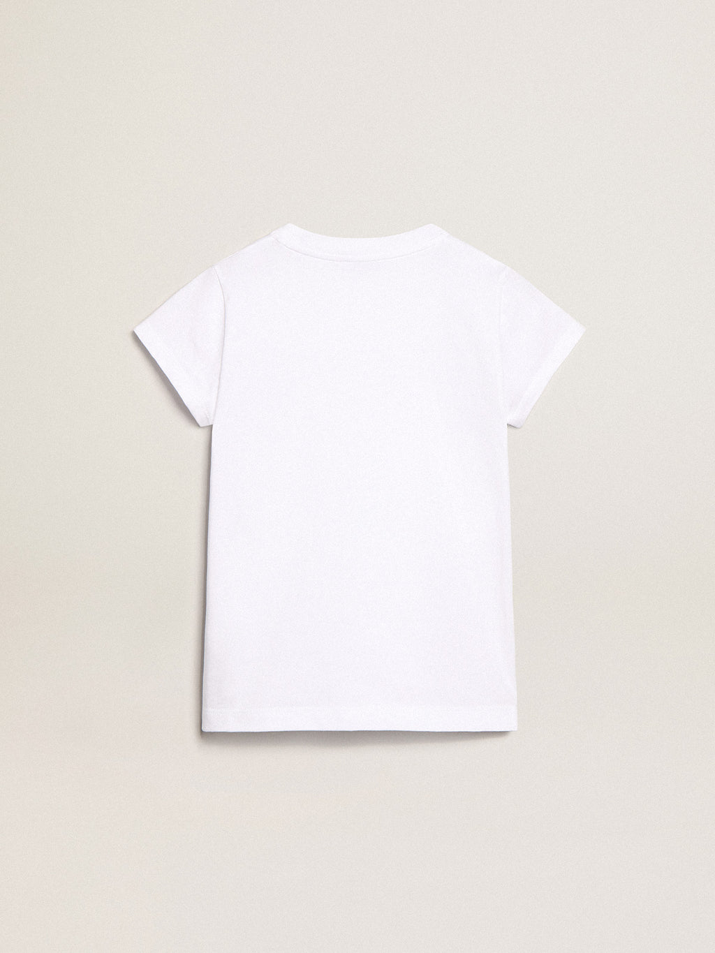 White T-shirt with central Golden lettering in crystals| Golden Goose
