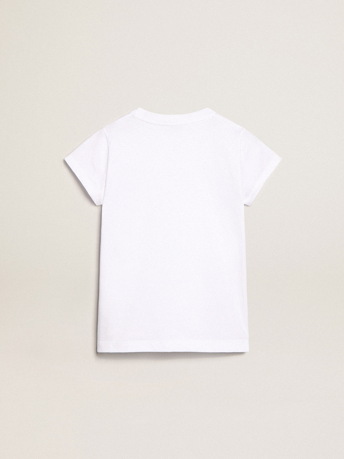 White T-shirt with central Golden lettering in crystals| Golden Goose