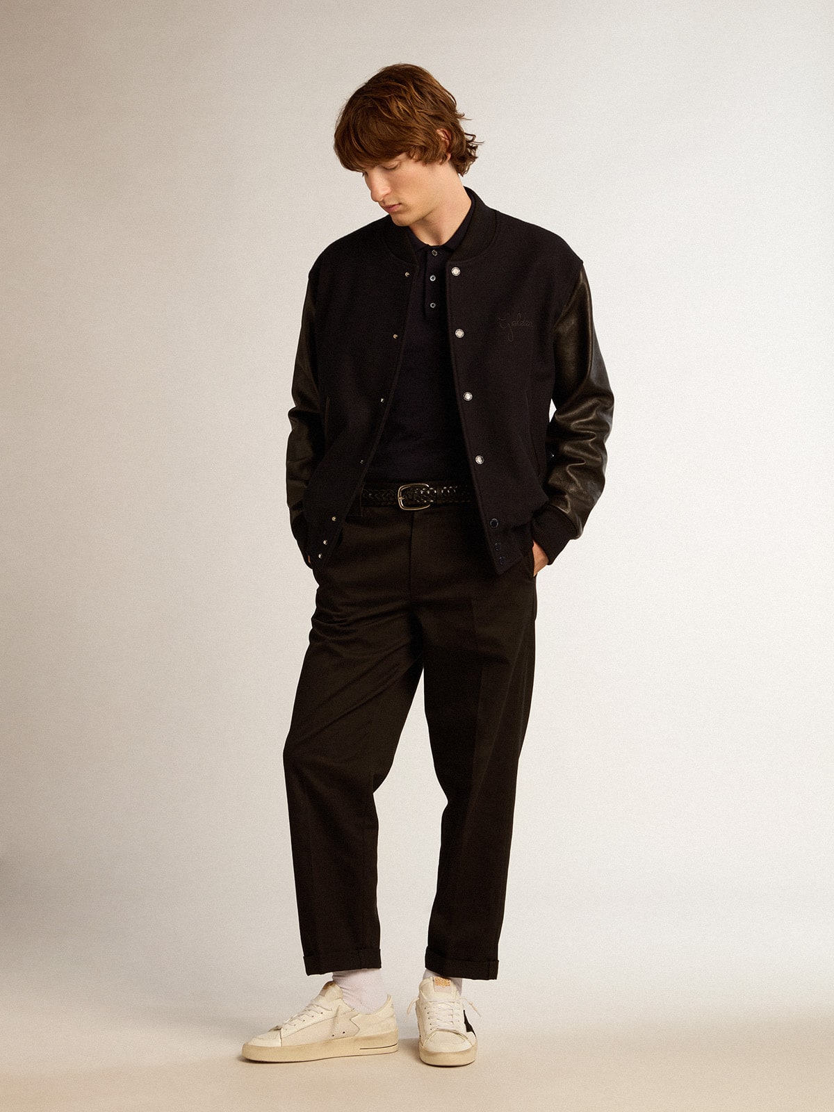 Men's black cotton chinos| Golden Goose
