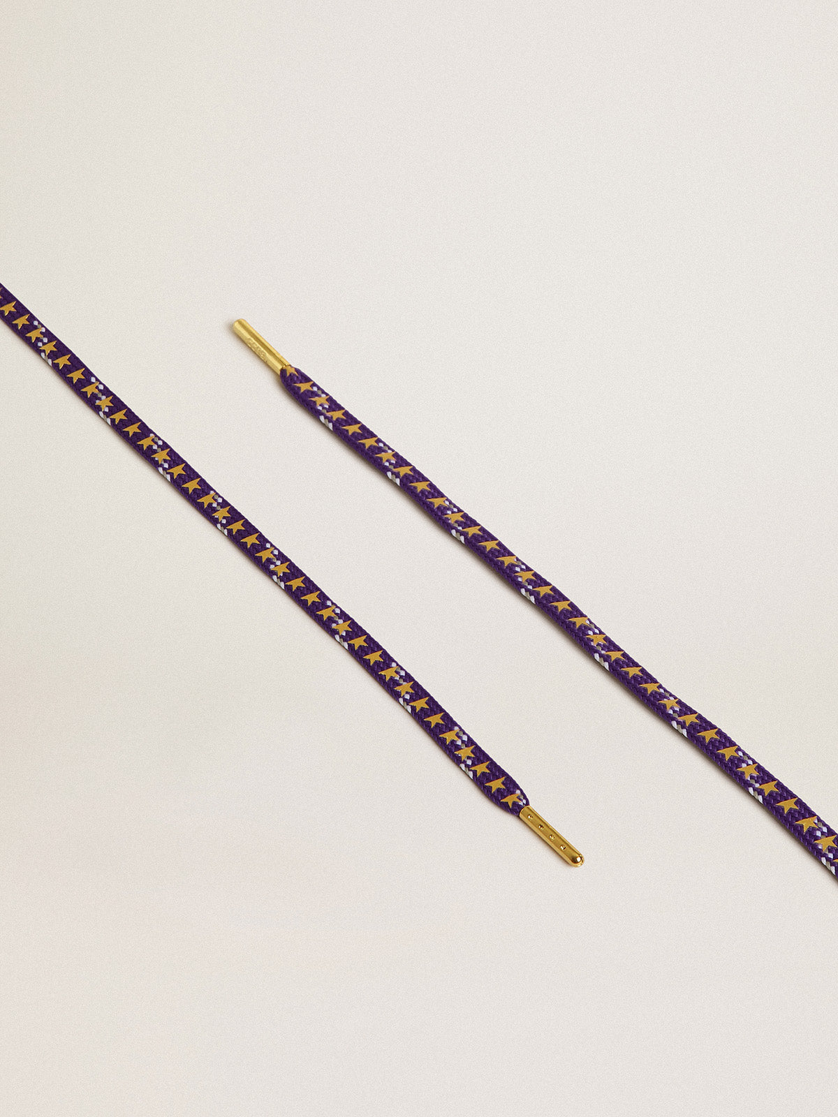 Purple laces with decorations and contrasting gold stars| Golden Goose
