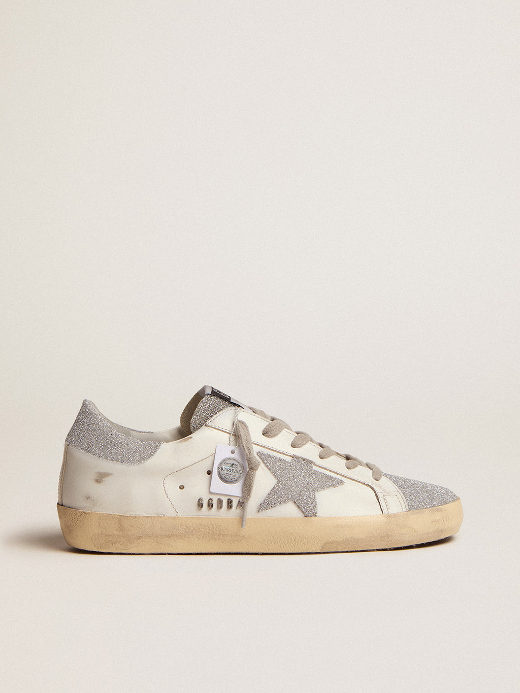 Women's Super-Star with white leather upper and Swarovski inserts| Golden Goose