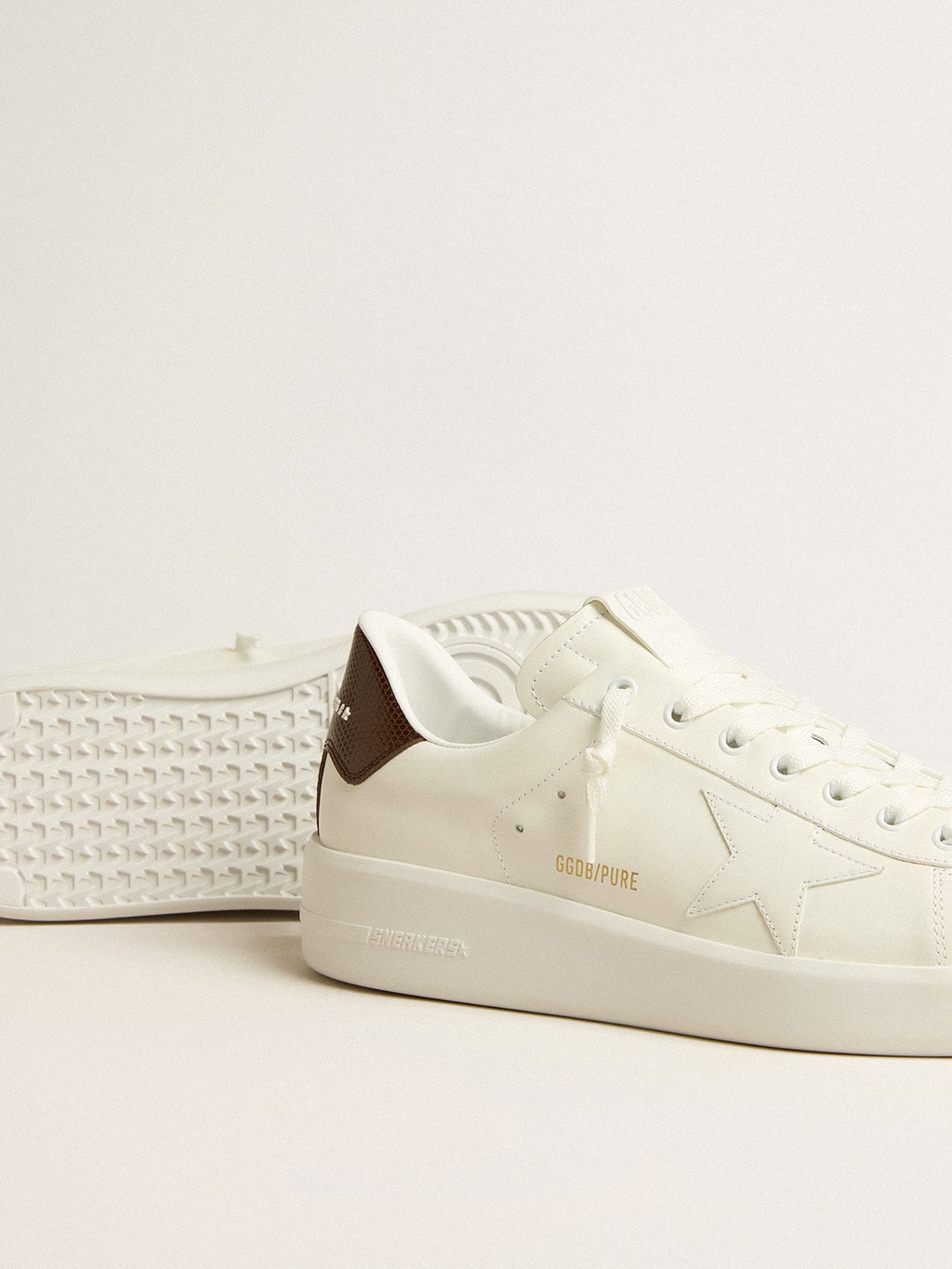 Purestar with white star and burgundy lizard-print heel tab| Golden Goose