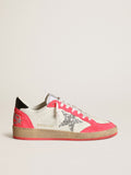 Women's Ball Star in white nappa with glitter star| Golden Goose
