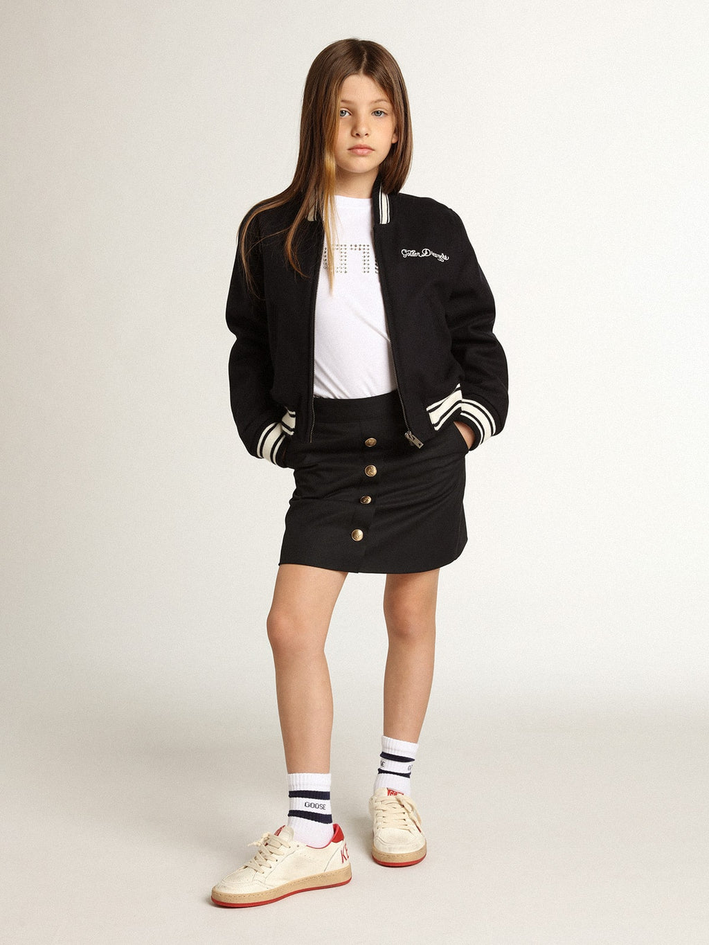 Boys' bomber jacket in dark blue wool| Golden Goose
