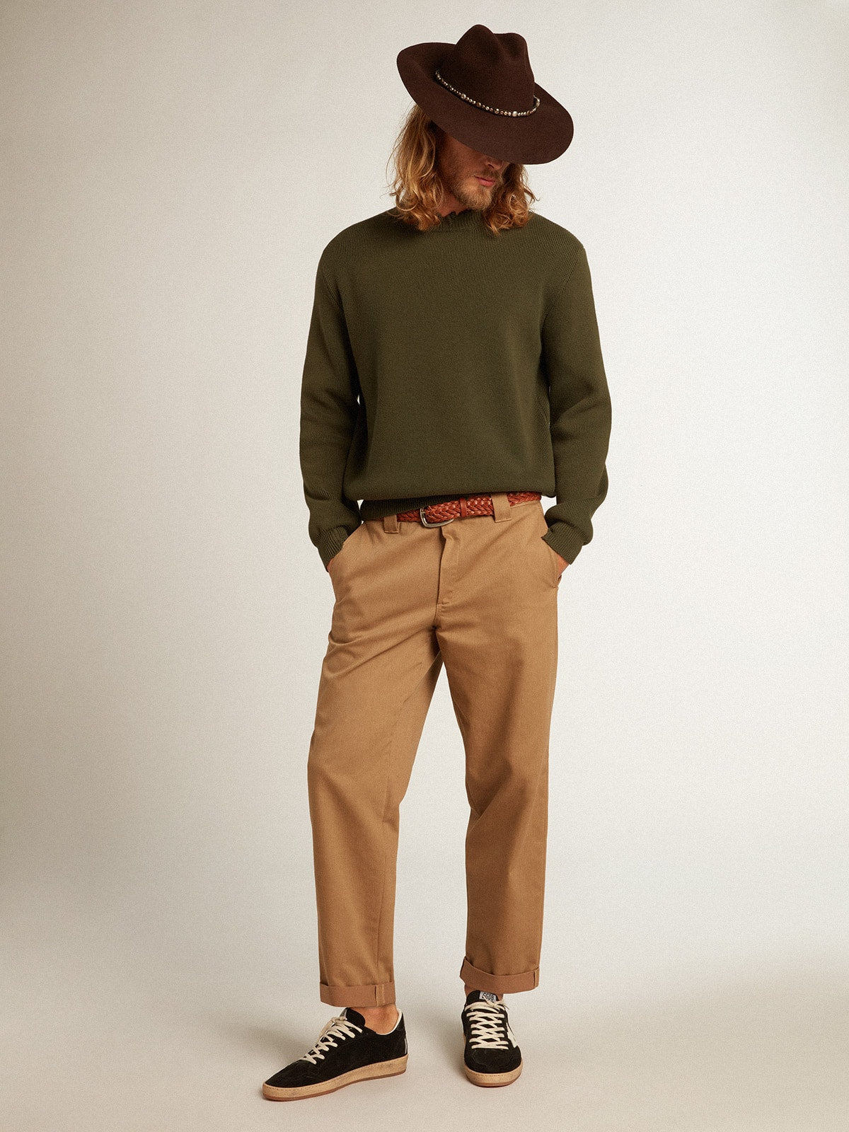 Beige khaki Golden Collection chinos| Golden Goose