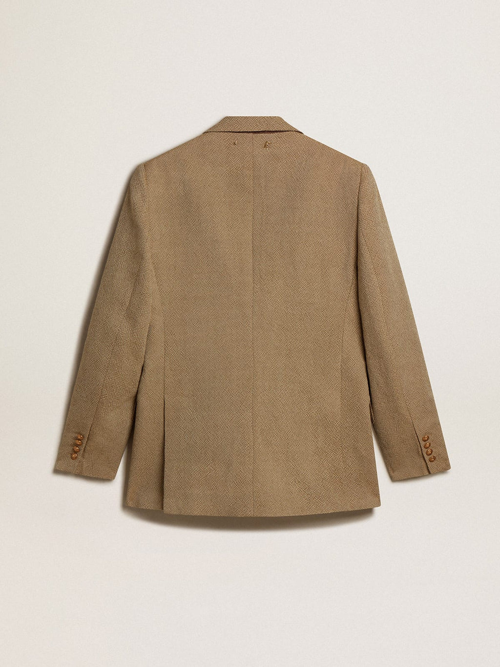 Men's pale beech-colored double-breasted blazer| Golden Goose