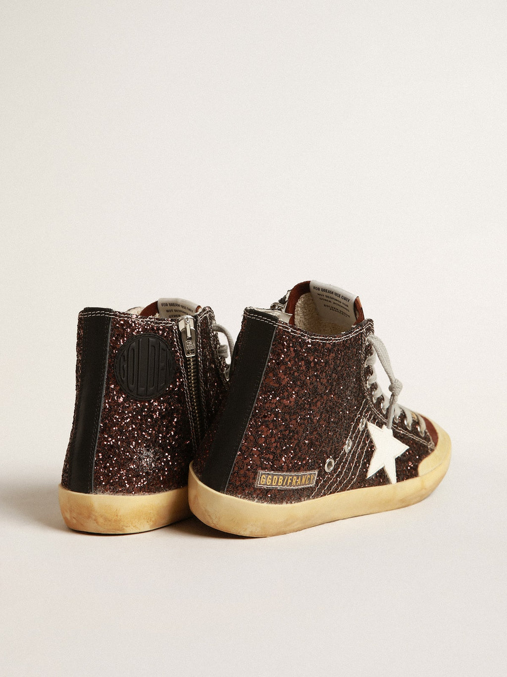 Francy Penstar in brown glitter with white leather star| Golden Goose