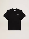 Black Star Collection T-shirt with contrasting white logo and star| Golden Goose