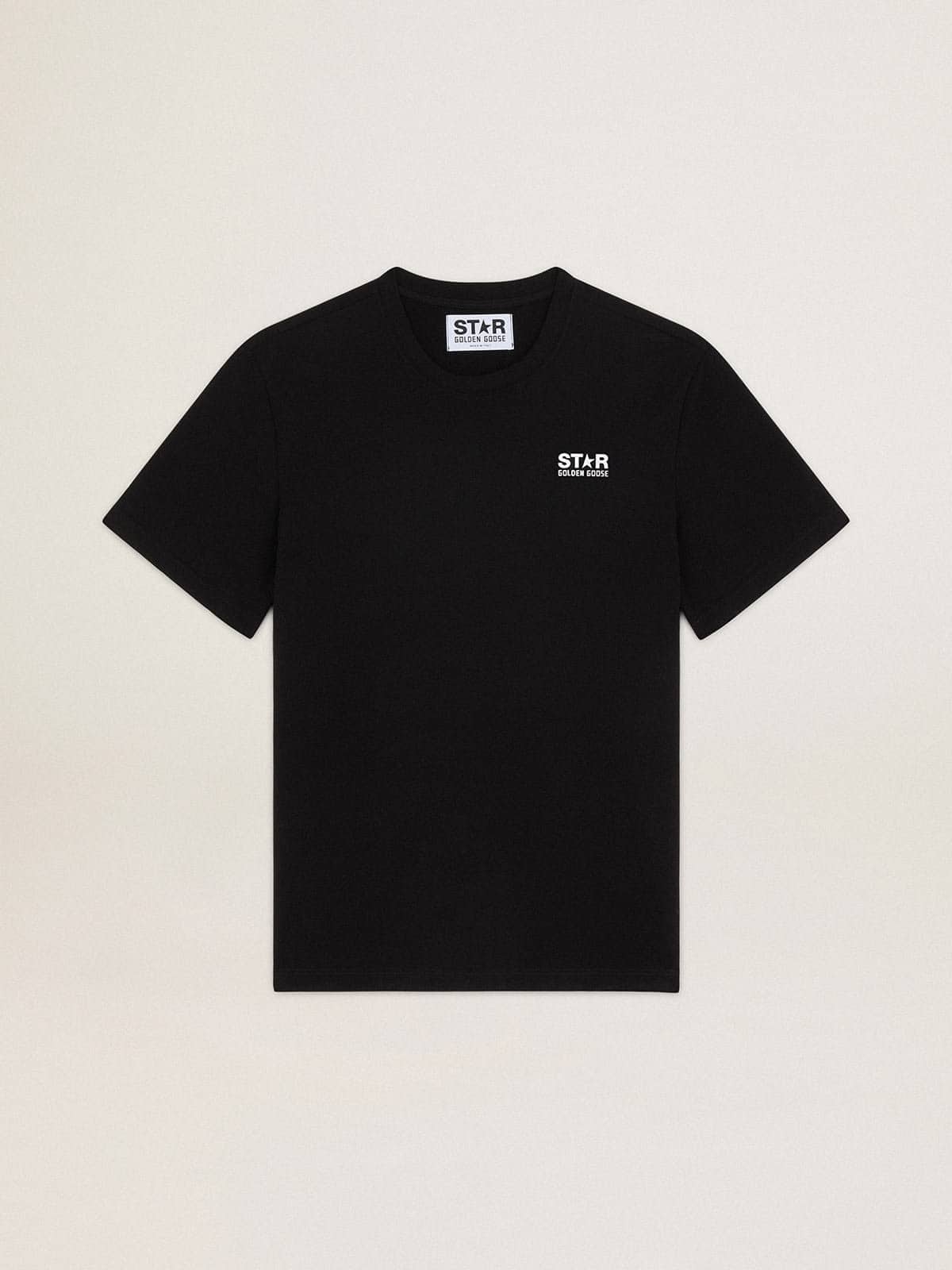 Black Star Collection T-shirt with contrasting white logo and star| Golden Goose