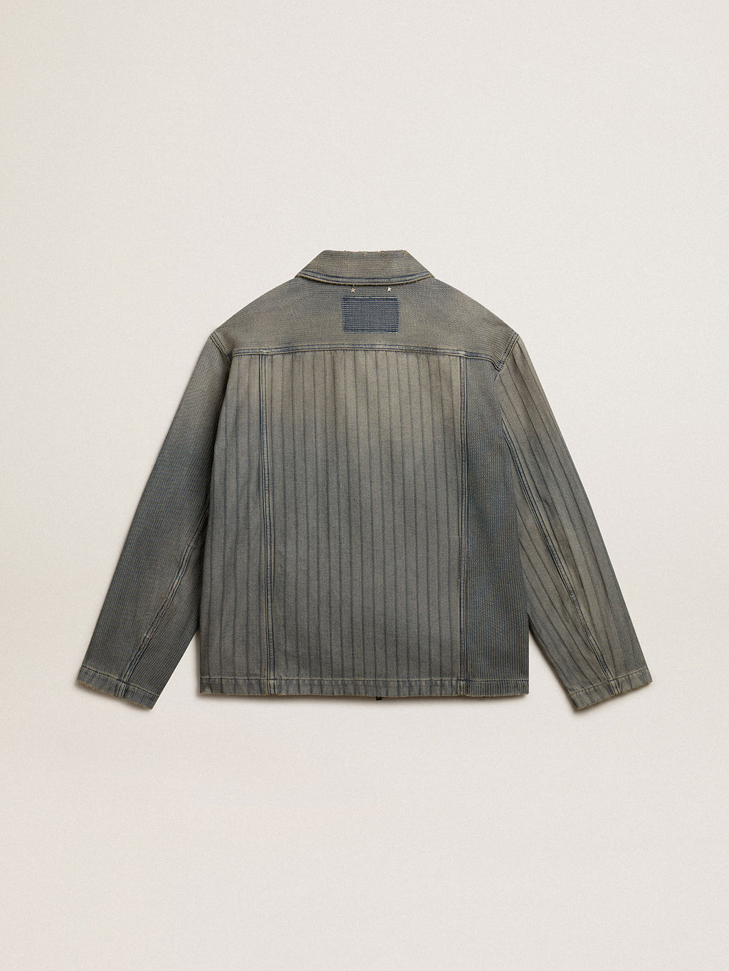 Men's denim jacket with stripes and patches on the front| Golden Goose