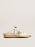 Ball Star Sabots in nappa leather with ice-gray suede star| Golden Goose