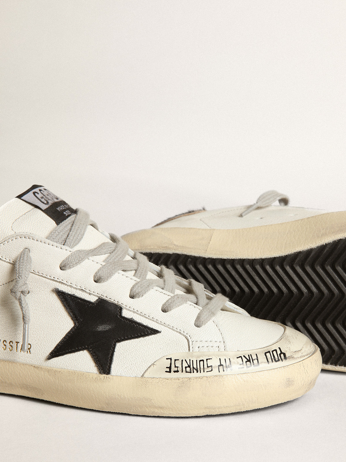 Super-Star with black leather star & leo-print pony skin heel tab| Golden Goose