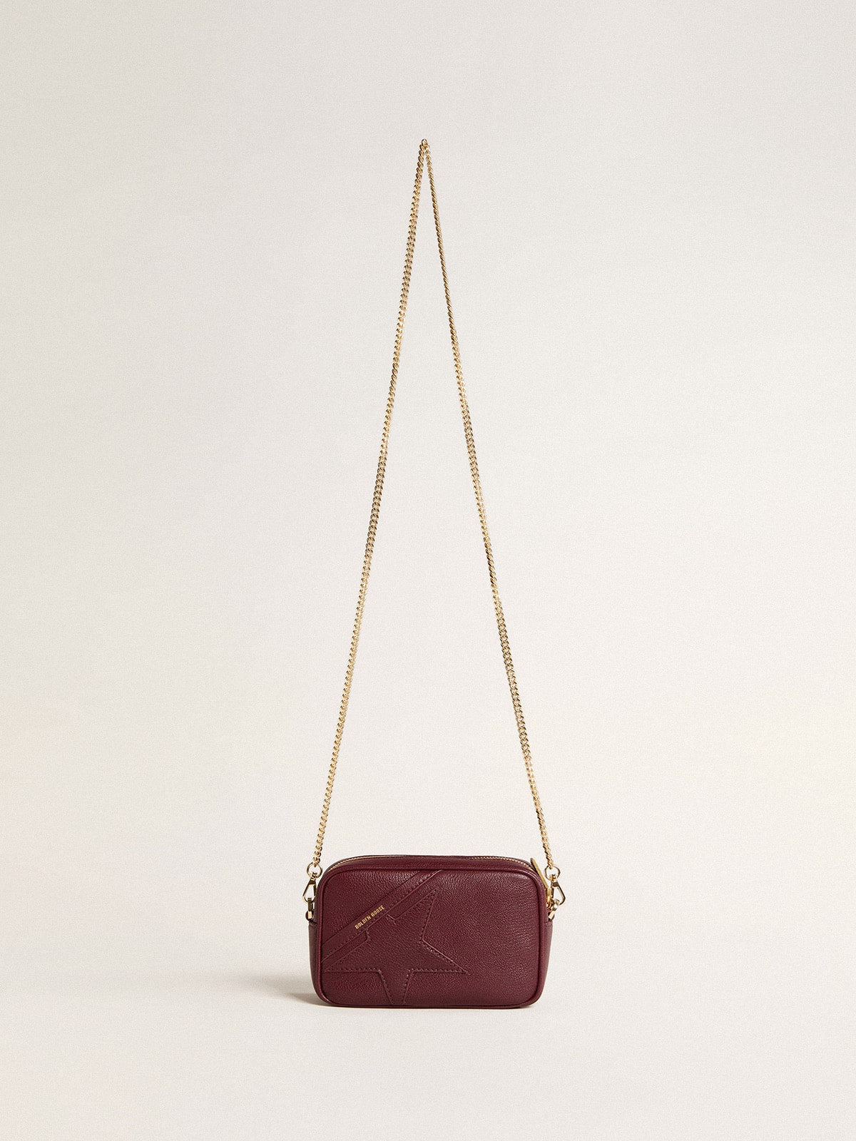 Mini Star Bag in wine-red leather with tone-on-tone star| Golden Goose