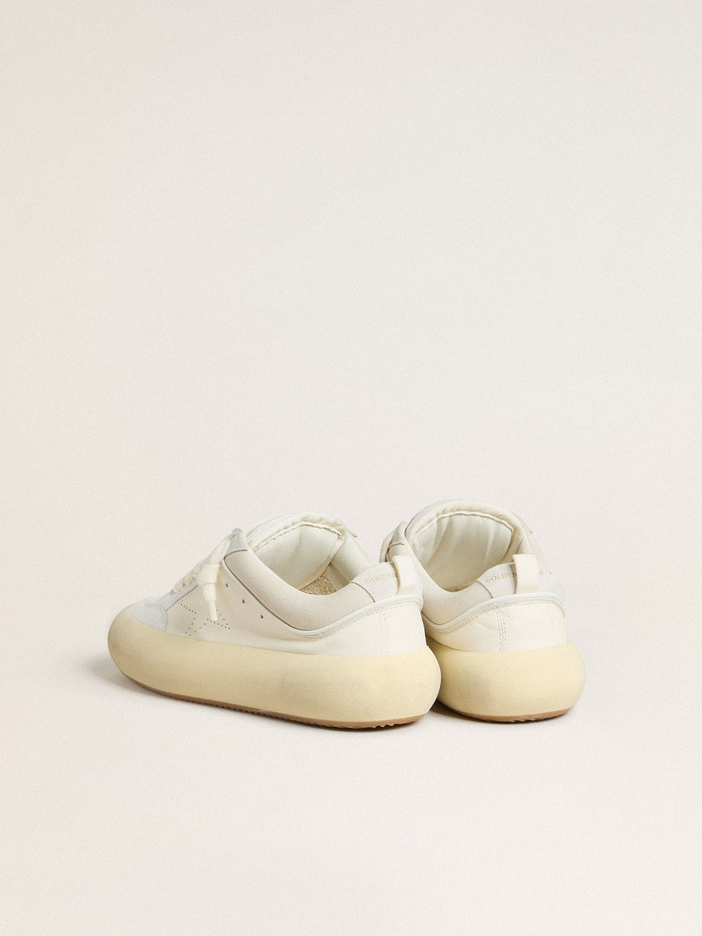 Men's Space-Star Cube in white leather with perforated star| Golden Goose